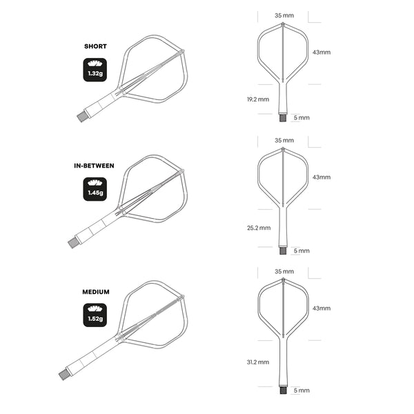 Shot Flight Deck - One Piece Flight & Shaft System - White