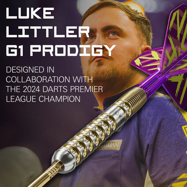 Target Luke Littler G1 Prodigy Swiss Point Steel Tip Darts 90% Tungsten - 23g