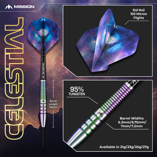 Mission Celestial Darts - Coral PVD 95% Tungsten - Steel Tip - 25g