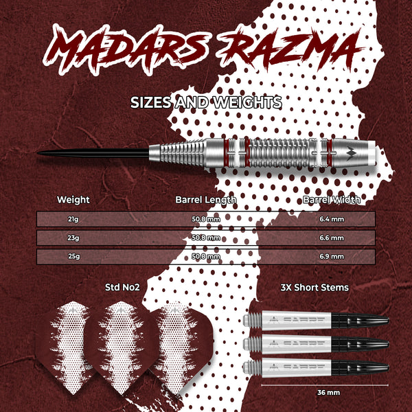 Mission Madars Razma Darts - 95% Tungsten - 21g, 23g & 25g