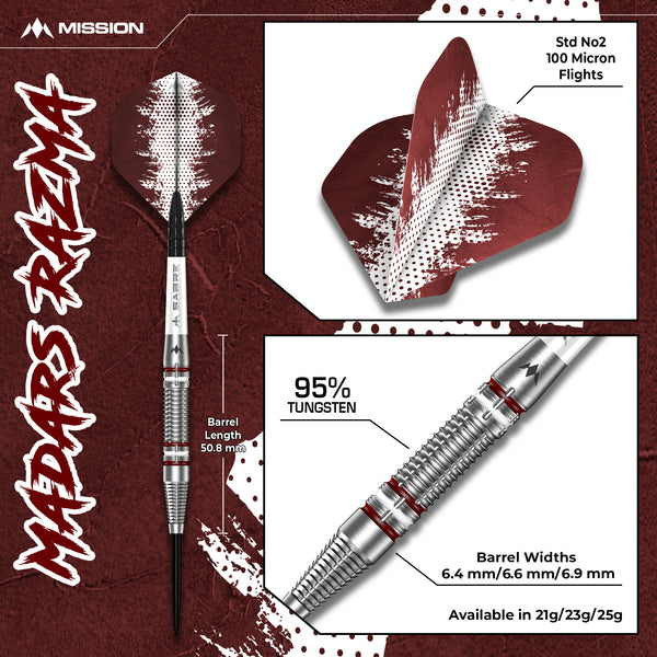 Mission Madars Razma Darts - 95% Tungsten - 21g, 23g & 25g