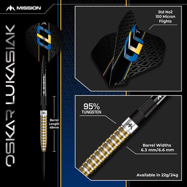 Mission Oskar Lukasiak Darts - 95% Tungsten - 22g & 24g