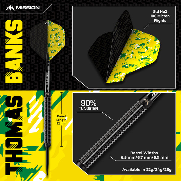 Mission Thomas Banks Darts - 90% Tungsten - 22g, 24g & 26g